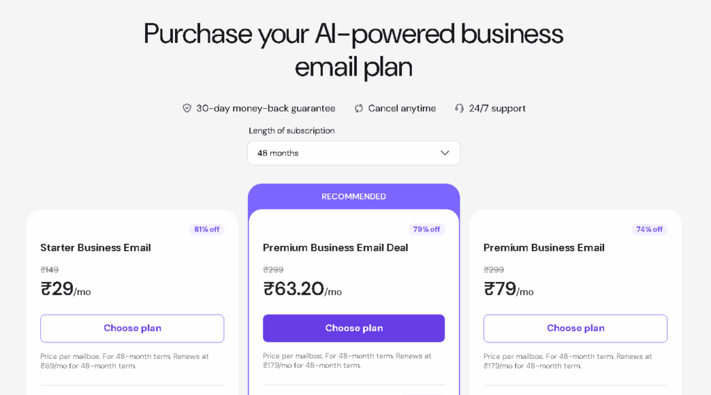 Hostinger Business Email Hosting Plans