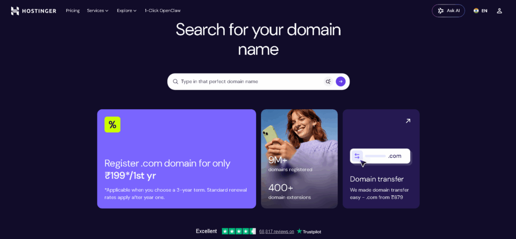 Hostinger Domain Name Registration Services