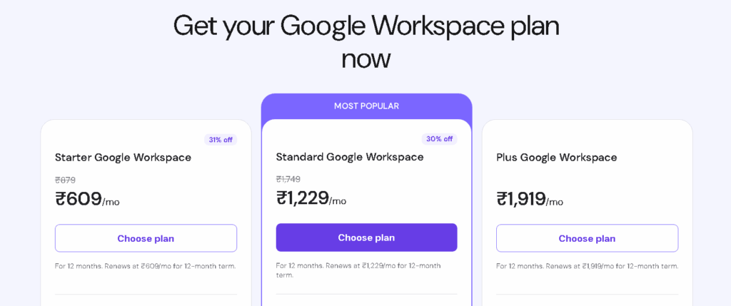 Hostinger Google Workspace Hosting Plans