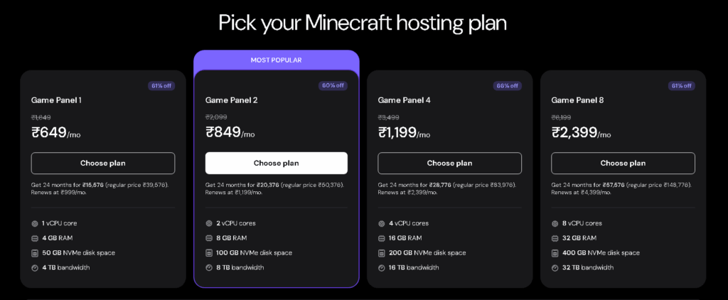 Hostinger minecraft hosting plans and Hostinger coupon code