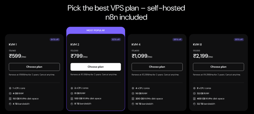Hostinger Self-hosted n8n Hosting Plans & Hostinger n8n Hosting Coupon Code